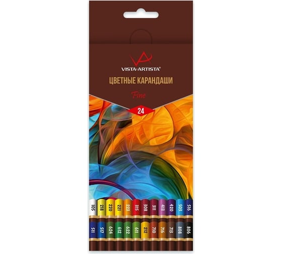 Изображение товара Набор цветных карандашей Vista-Artista заточенный, 4 шт, 24 цвета 567015