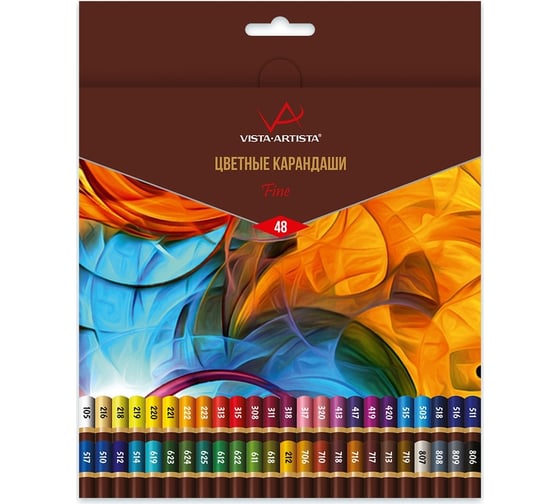Изображение товара Набор цветных карандашей Vista-Artista заточенный, 4 шт, 48 цветов 567016