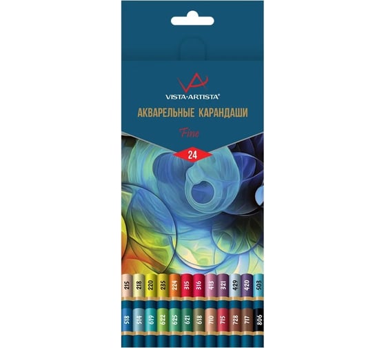 Изображение товара Набор акварельных карандашей Vista-Artista заточенный, 4 шт, 24 цветов 617405