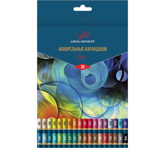 Изображение товара Набор акварельных карандашей Vista-Artista заточенный, 4 шт, 36 цветов 617406