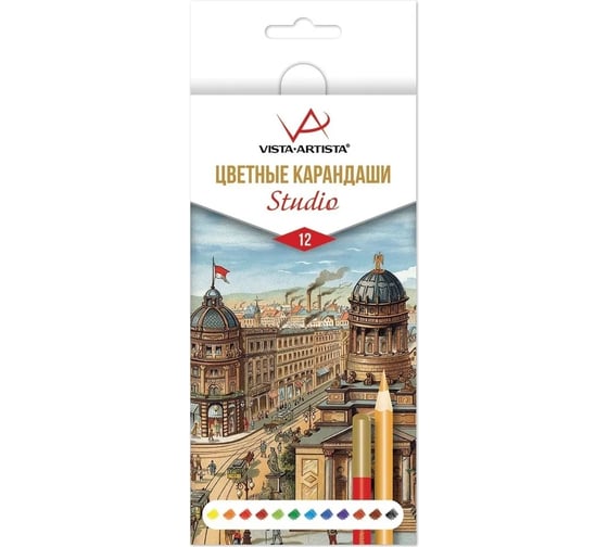 Изображение товара Набор цветных карандашей Vista-Artista заточенный, 8 шт, 12 цветов 531524