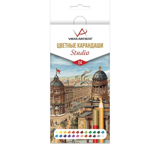 Изображение товара Набор цветных карандашей Vista-Artista заточенный, 4 шт, 24 цветов 531519