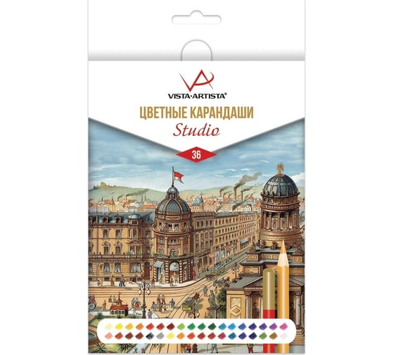 Изображение товара Набор цветных карандашей Vista-Artista заточенный, 4 шт, 36 цветов 542175