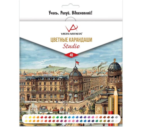 Изображение товара Набор цветных карандашей Vista-Artista заточенный, 4 шт, 48 цветов 542174