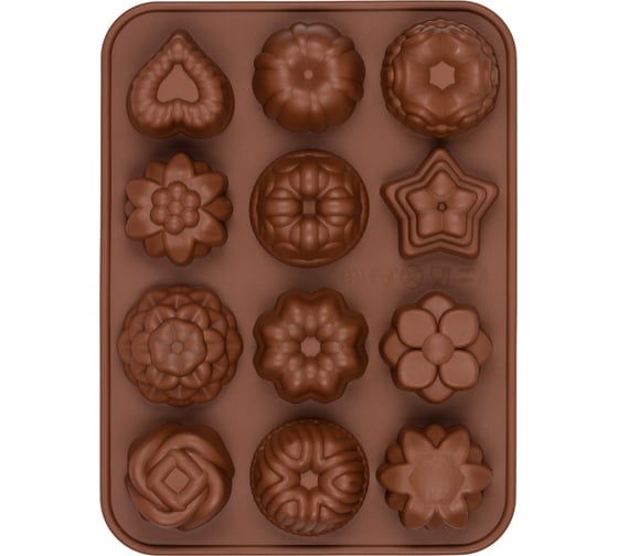 Изображение товара Силиконовая форма для конфет S-Chief 215x16x25 см ассорти - 12 ячеек 571379