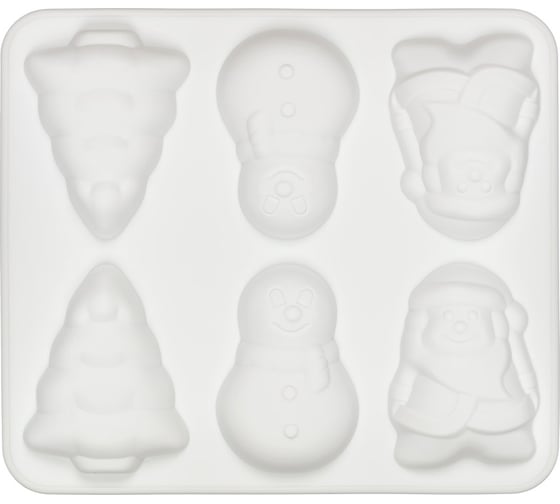 Изображение товара Силиконовая форма для пирожных S-Chief 302x260x25 см новогодняя - 6 ячеек 571380