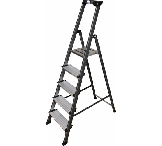 Изображение товара Стремянка, анодированные боковины Krause MONTO SECURO, 5 ступеней 126436