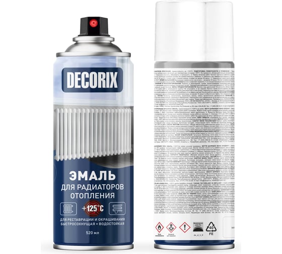 Изображение товара Аэрозольная эмаль для радиаторов Decorix (до +125 градусов; акриловая; белый; матовый; 520 мл) 0105-24 DX