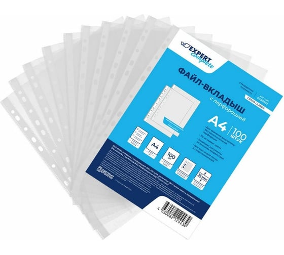 Изображение товара Файл-вкладыш Expert Complete A4 35 мкм матовый прозрачный уп.100 шт 605079