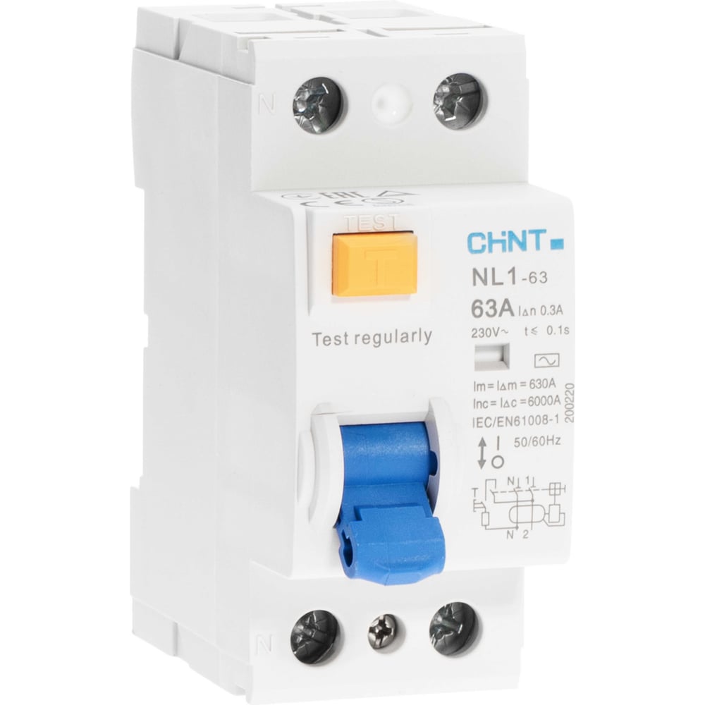 Изображение товара Выключатель дифференциального тока CHINT NL1-63 2п 300мА IP20