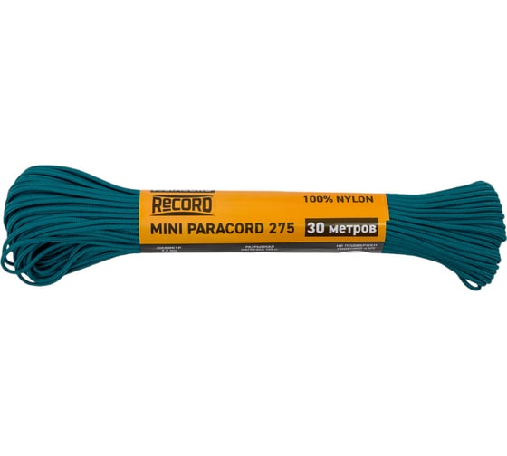 Изображение товара Паракорд RECORD Моток 16пр ПА d=2.2мм, 30 м, изумруд 4680253050470