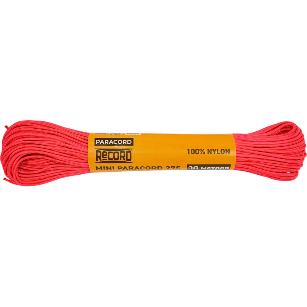 Паракорд RECORD Моток 16пр ПА d=2.2мм, 30 м, неоново-розовый 4680253050524
