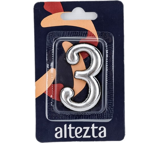Изображение товара Дверная цифра Левша "3" ALTEZTA хром У4-9093.Х