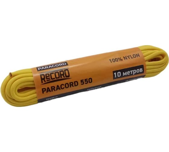 Изображение товара Паракорд RECORD Моток 32пр ПА d=4.0мм, 10 м, желтый ПА32типIII-550cord