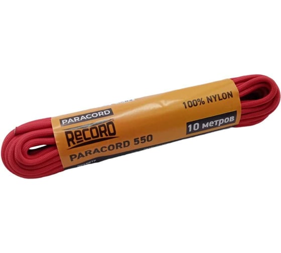 Изображение товара Паракорд RECORD Моток 32пр ПА d=4.0мм, 10 м, красный 4680253047401