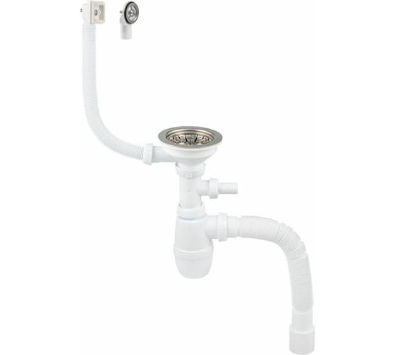 Изображение товара Сифон для мойки Wirquin с выпуском D90 мм с отводом для стир.машины, универсал. перелив 30987144
