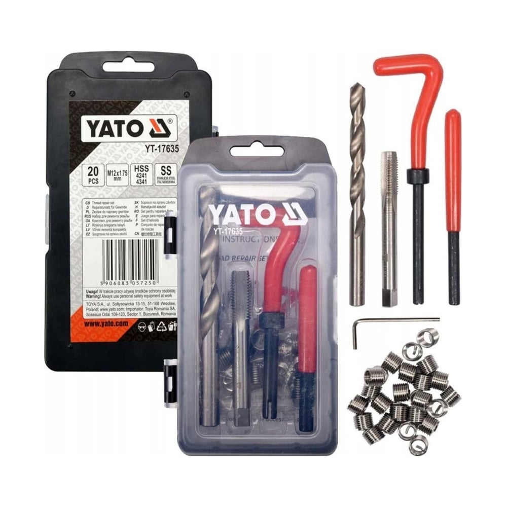 Изображение товара Набор для ремонта резьбы YATO М12x1,75мм YT-17635