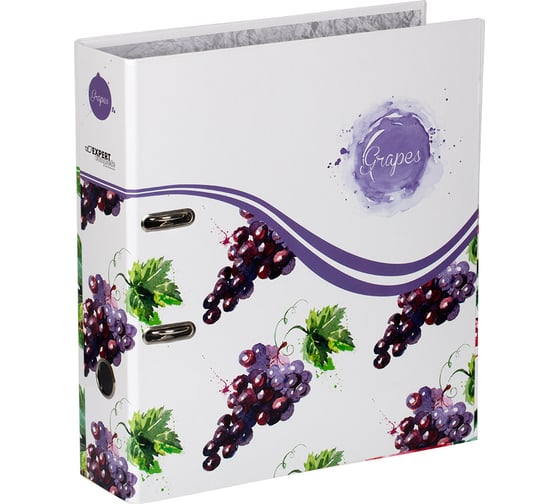 Изображение товара Папка-регистратор Expert Complete ламинированная "Фрукты" 75 мм A4 арочный механизм, виноград, 10 шт 589740