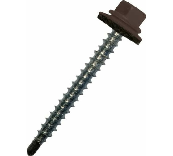 Изображение товара Кровельный саморез STARFIX 4,8x29 мм, цинк, шайба с прокладкой, PT1, RAL 8019, 80 шт. SMP2-44450-80