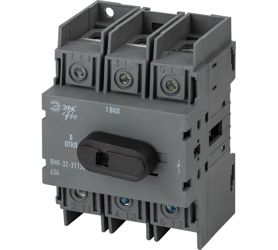 Изображение товара Выключатель-разъединитель ЭРА ВНК-32-31130 PRO mvr20-3-063E 3П, 63А, с установленной фронтальной рукояткой управления Б0054006