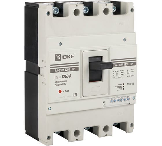 Изображение товара Автоматический выключатель EKF ВА-99М 1250/1250А 3P 50кА с электронным расцепителем PROxima mccb99-1250-1250me