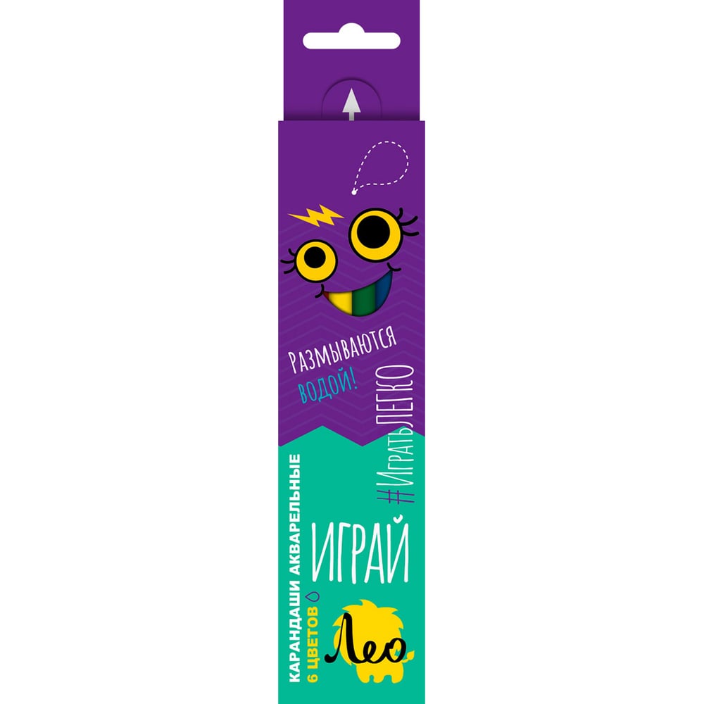 Изображение товара Набор трехгранных акварельных карандашей Лео Играй, 6 цветов, 8 шт.