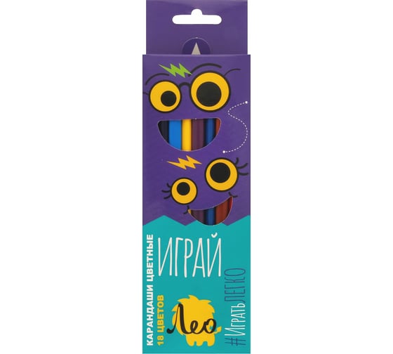Изображение товара Набор цветных трехгранных карандашей Лео Играй заточенный 18 цв. уп., 8 шт. 641537