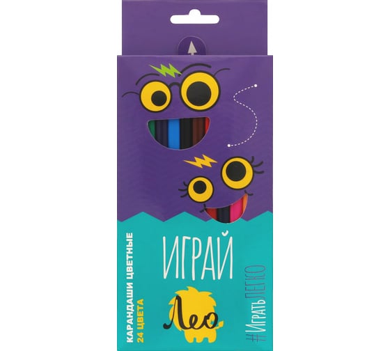 Изображение товара Набор цветных трехгранных карандашей Лео Играй заточенный 24 цв. уп., 4 шт. 641546