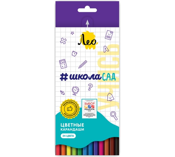 Изображение товара Набор цветных карандашей Лео Учись заточенный 24 цв. уп., 4шт. 585954
