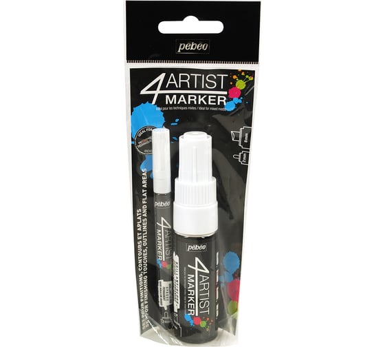 Изображение товара Набор художественных маркеров на масляной основе РЕВЕО 2 круглое/скошенное перо, белый 470954