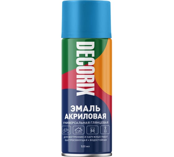 Изображение товара Аэрозольная универсальная эмаль Decorix (акриловая; ярко-синий; 520 мл) 0101-06 DX