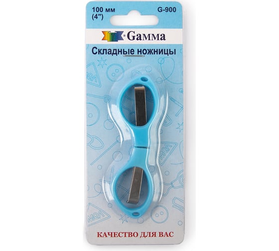 Изображение товара Ножницы Gamma G-900 для рукоделия, складные, в блистере, 100 мм, голубые 642313