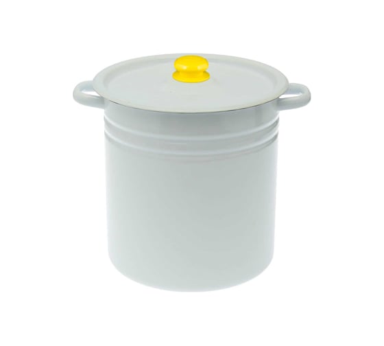 Изображение товара Цилиндрическая эмалированная кастрюля СТАЛЬЭМАЛЬ 12 л светлая с пластиковой кнопкой С41624.3 СП3432