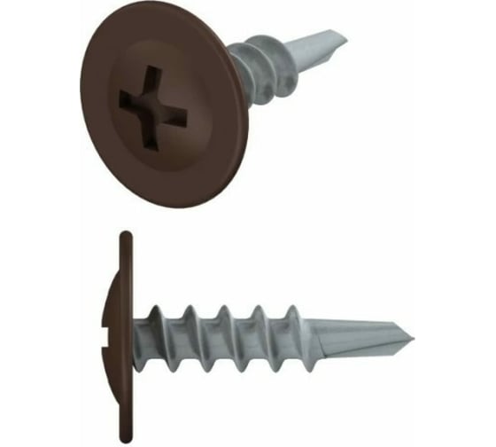 Изображение товара Саморез с прессшайбой STARFIX 4,2x19 мм, цинк, со сверлом, RAL 8017, 50 шт. SMZ1-28895-50