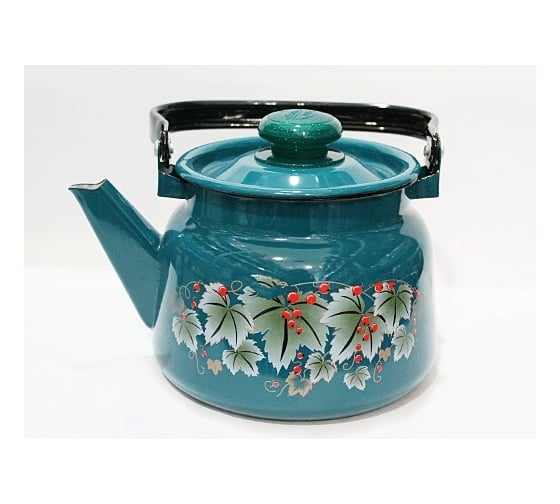 Изображение товара Эмалированный чайник СТАЛЬЭМАЛЬ 2.3 л с рисунком С2714.3Б, бирюзовый ТБ3232