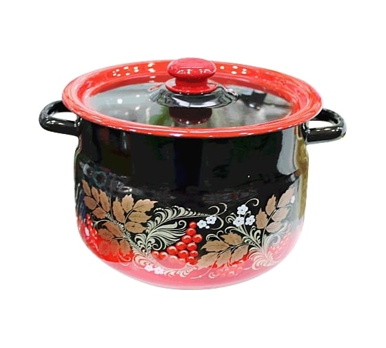 Изображение товара Сферическая эмалированная кастрюля СТАЛЬЭМАЛЬ 8 л красно-черная С1920.38 ТБ14546