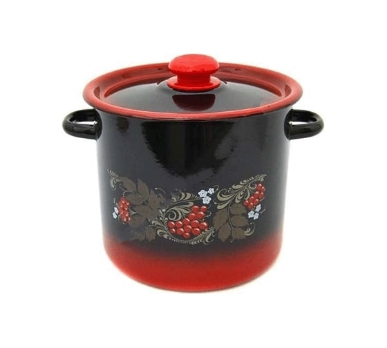 Изображение товара Цилиндрическая эмалированная кастрюля СТАЛЬЭМАЛЬ Розовый букет 5.5 л С-1617/4Рб ПД0955