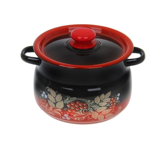 Изображение товара Сферическая эмалированная кастрюля СТАЛЬЭМАЛЬ 4 л красно-черная С1912.36 ХП1642