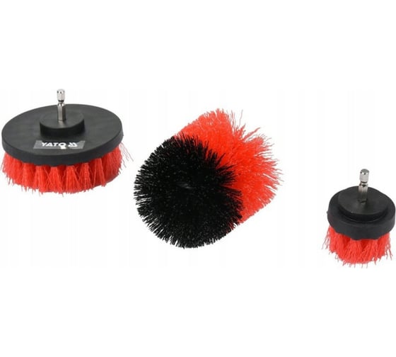Изображение товара Набор насадок-щёток для дрели 3 шт, хв-к 1/4" YATO YT-47553