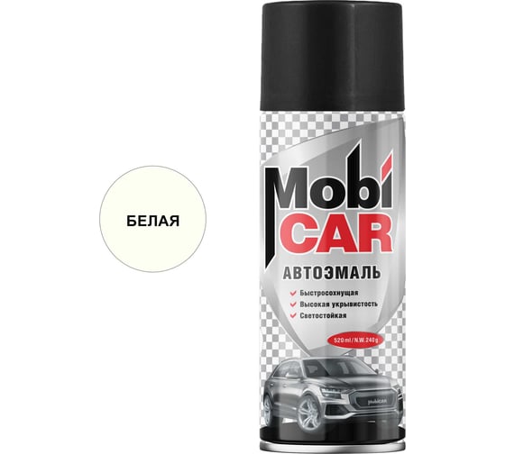 Изображение товара Аэрозольная автоэмаль Mobicar 520 мл 201 белая 0501-201 MC