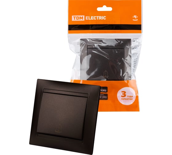 Изображение товара Кнопка звонковая TDM ELECTRIC 6А, шоколад, серия "Лама" SQ1815-0508