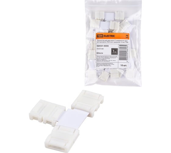 Изображение товара Коннектор для жесткого T-соединения двух светодиодных лент RGB TDM ELECTRIC шириной 10 мм SQ0331-0355