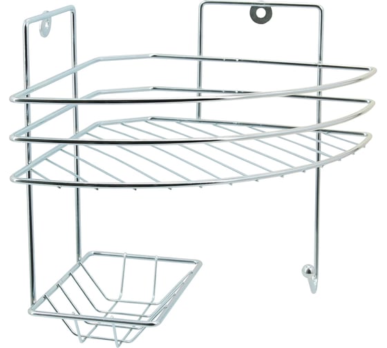 Изображение товара Полка для ванной Rosenberg 1-ярусная угловая с мыльницей RUS-385290-1Zn