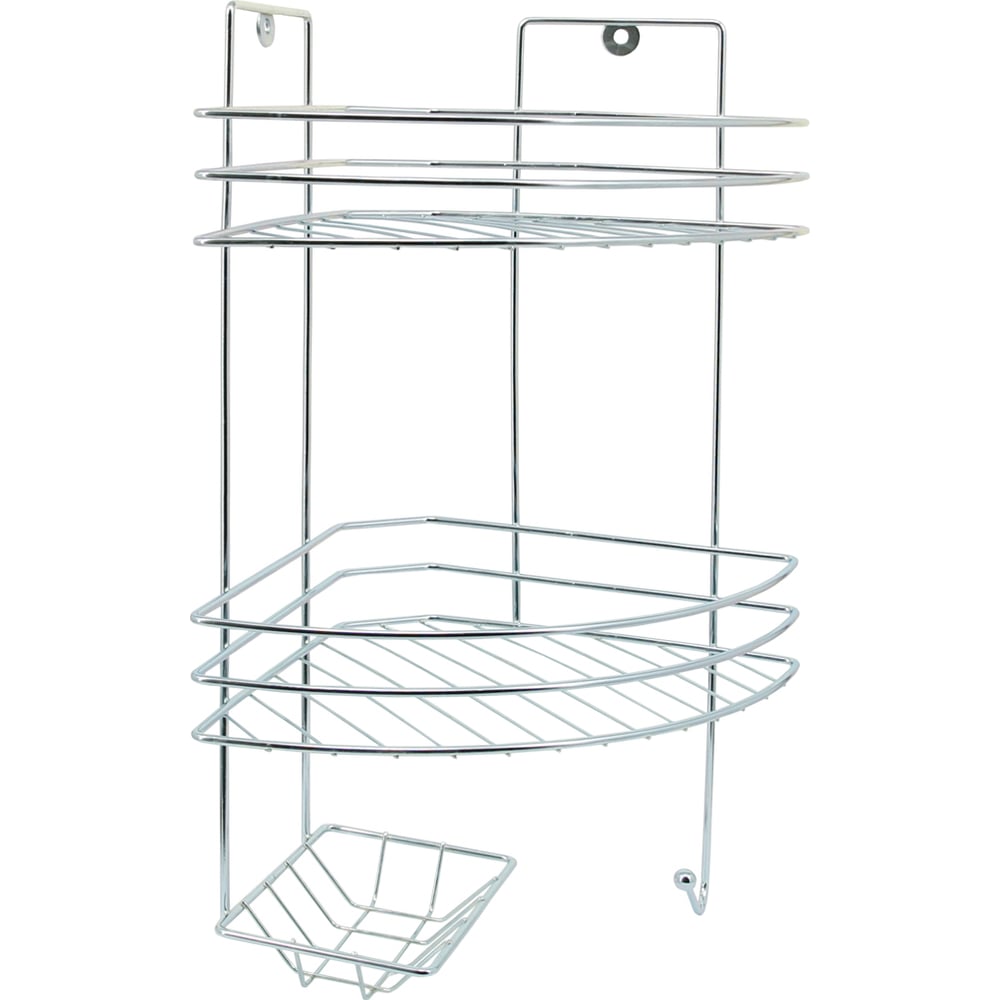 Изображение товара Полка для ванной Rosenberg 2-х ярусная угловая с мыльницей RUS-385291-2Zn