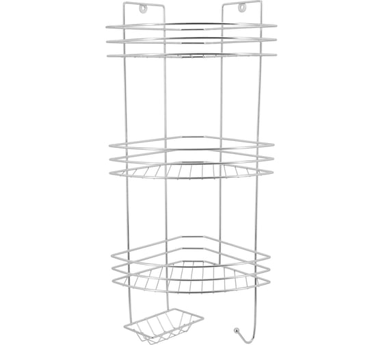 Изображение товара Полка для ванной Rosenberg 3-х ярусная угловая с мыльницей RUS-385292-3Zn