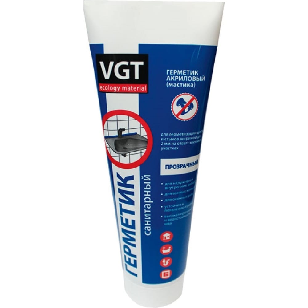 Санитарный акриловый герметик для внутренних и наружных работ VGT