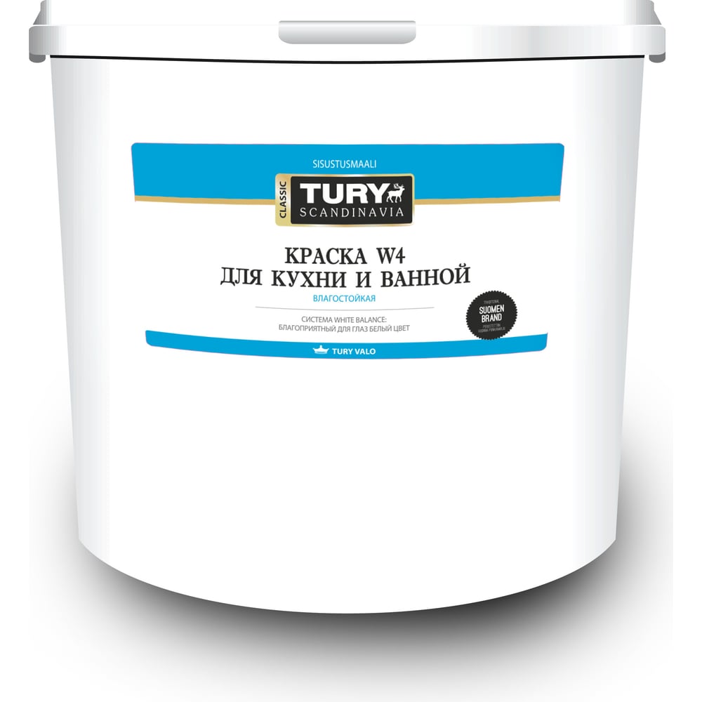 Влагостойкая водно-дисперсионная краска для кухни и ванной TURY W-4 2008487