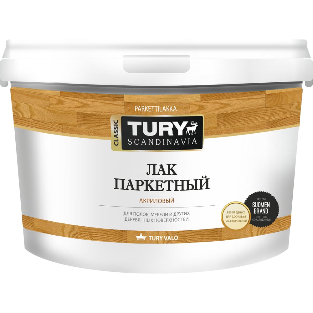Изображение товара Паркетный лак TURY алкидно-уретановый глянцевый 9 кг для дерева и ДВП