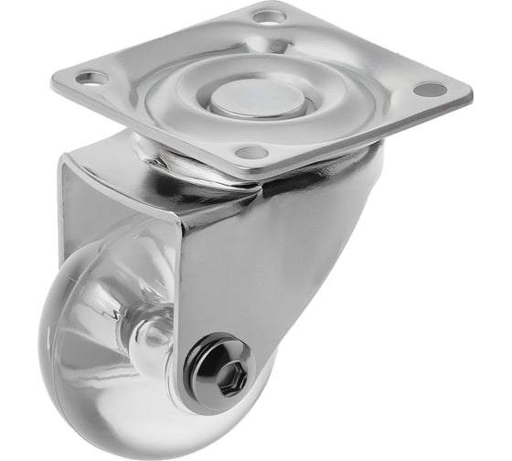 Изображение товара Мебельное полиуретановое прозрачное колесо А5 44035S 35 мм, крепление площадка, поворотное 1006417