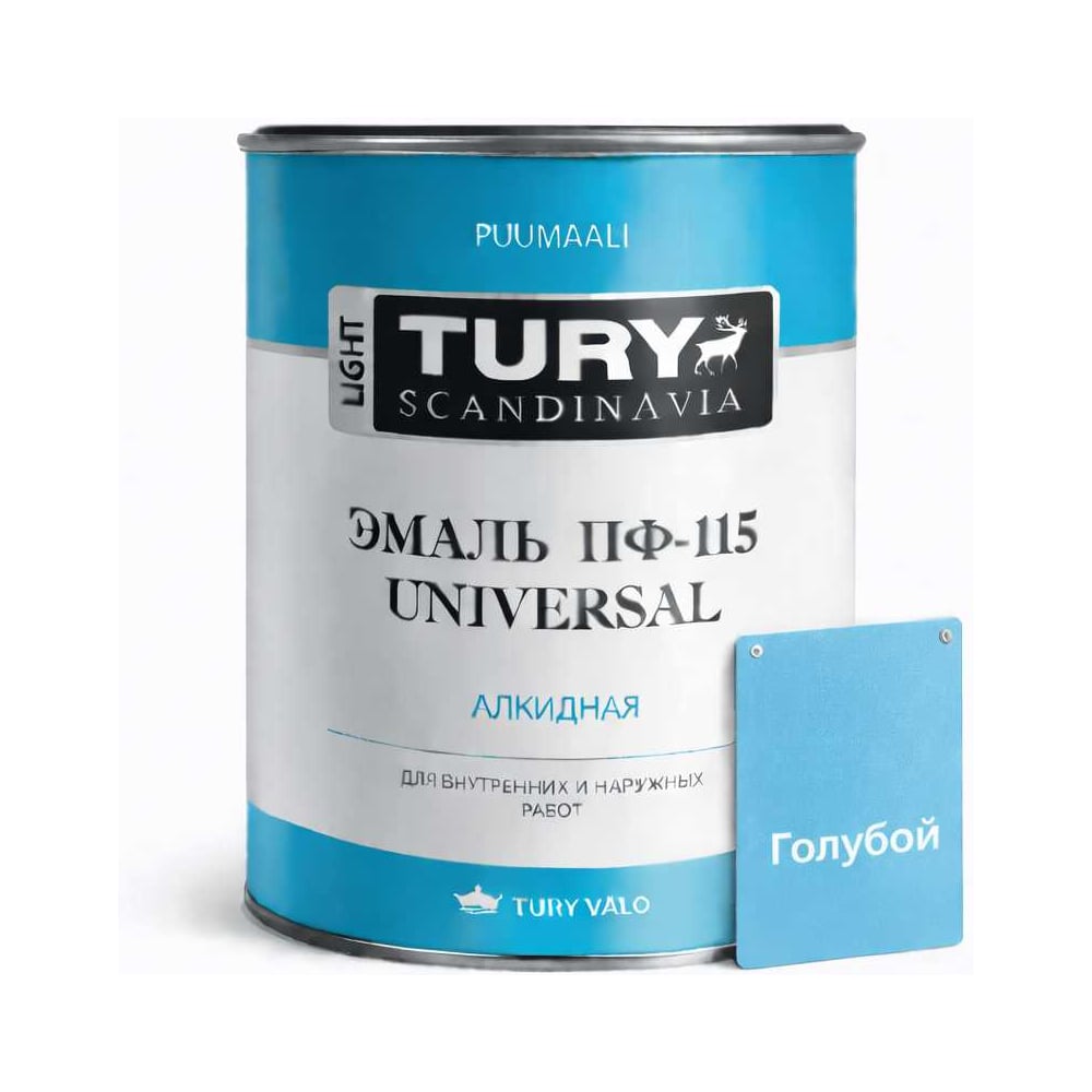 Изображение товара Эмаль TURY ПФ-115 Универсал голубая 2,4 кг для стен и металла